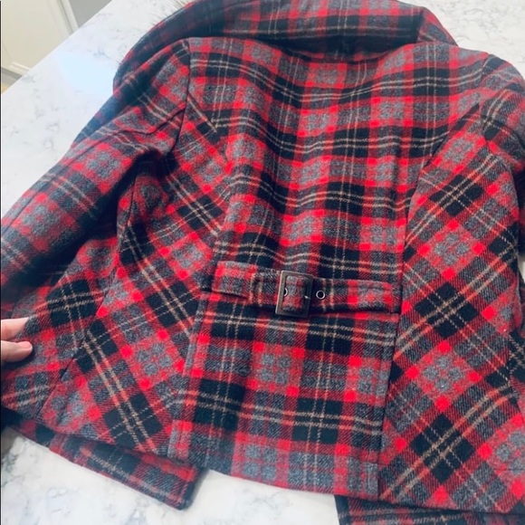 Plaid Flannel Jacket/Pea Coat - Picture 3 of 3